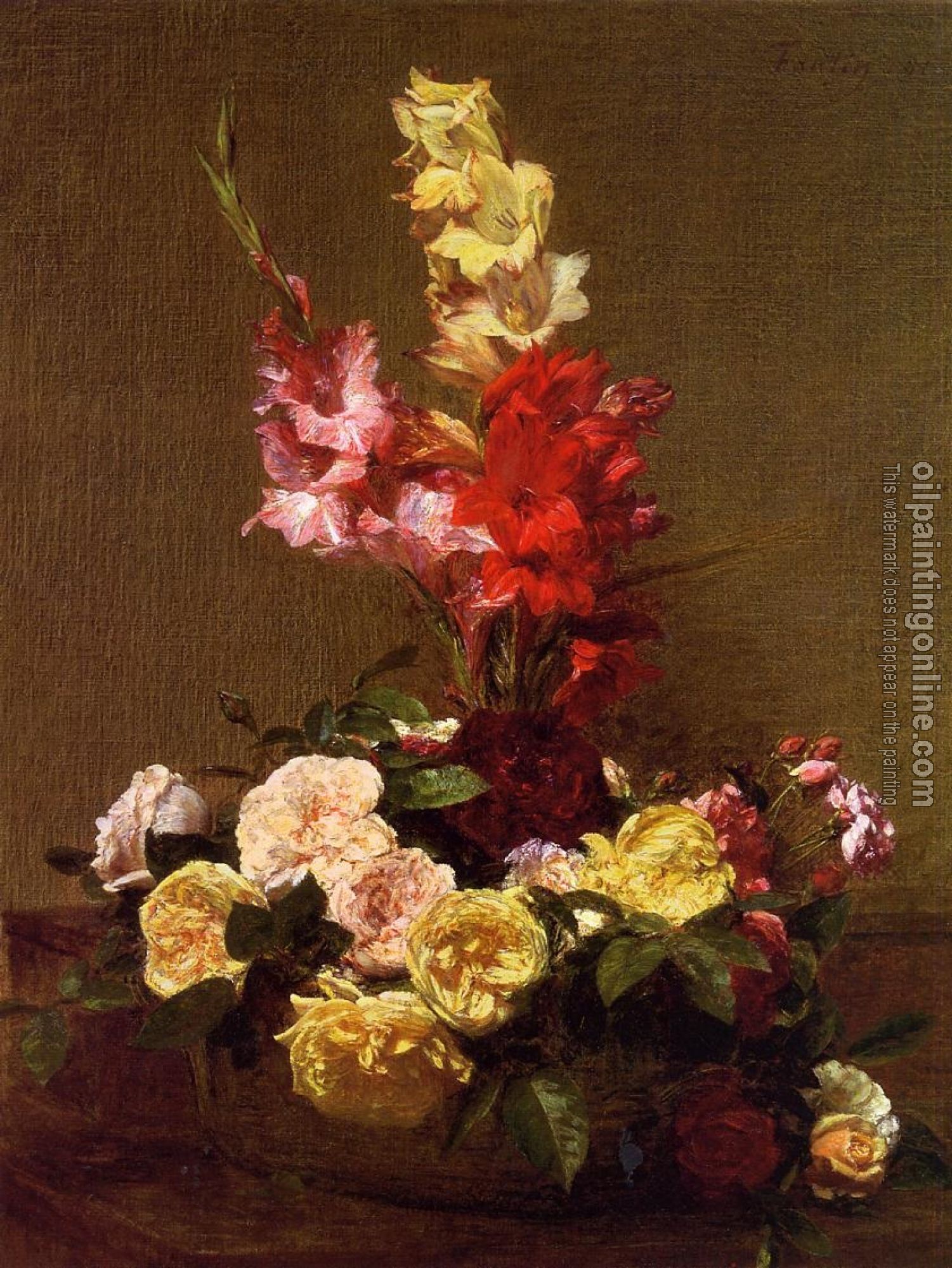 Fantin-Latour, Henri - Gladiolas and Roses